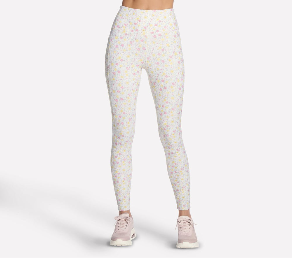 Women Skechers GO WALK Rib Floral Full Length High-Waisted Legging
