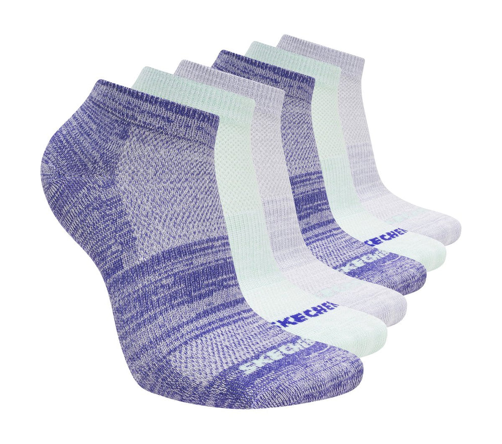 Kids Skechers 6 Pack Girls' Low Cut Color Stripe Socks