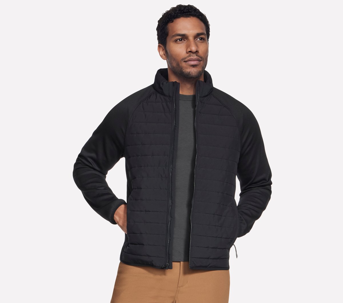 Men Skechers The Hoodless Hoodie Hybrid Jacket