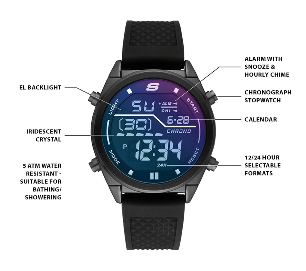Men Skechers Accessories Blue Face Digital Watch