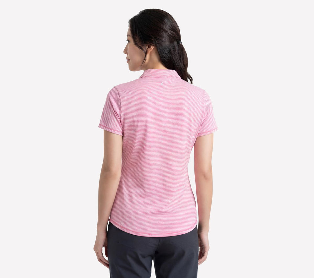 Women Skechers Short Sleeve On The Green Striped Polo