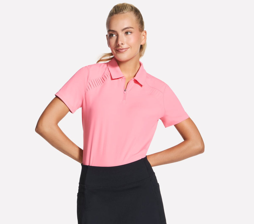 Women Skechers GO GOLF Short Sleeve Birdie Zip Front Polo