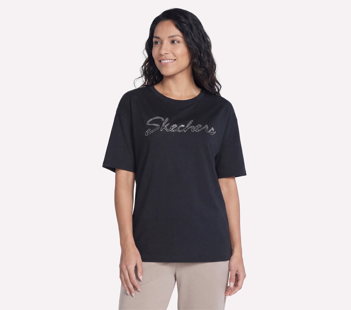 Women Skechers Script Diamond Studded Short Sleeve Tee