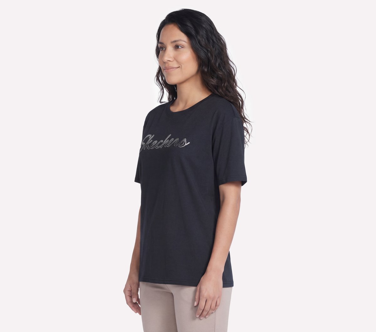 Women Skechers Script Diamond Studded Short Sleeve Tee