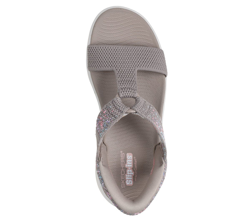 Women Skechers Slip-ins: GO WALK Massage Fit Sandal - Confetti Sky