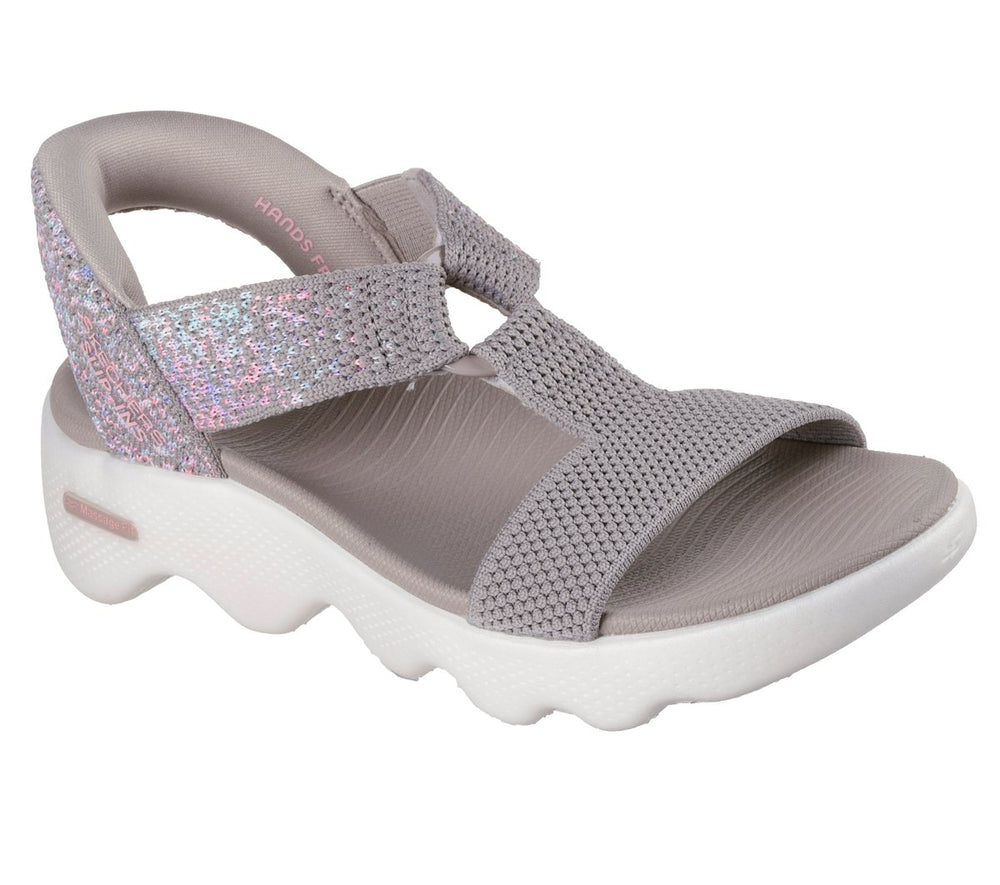 Women Skechers Slip-ins: GO WALK Massage Fit Sandal - Confetti Sky