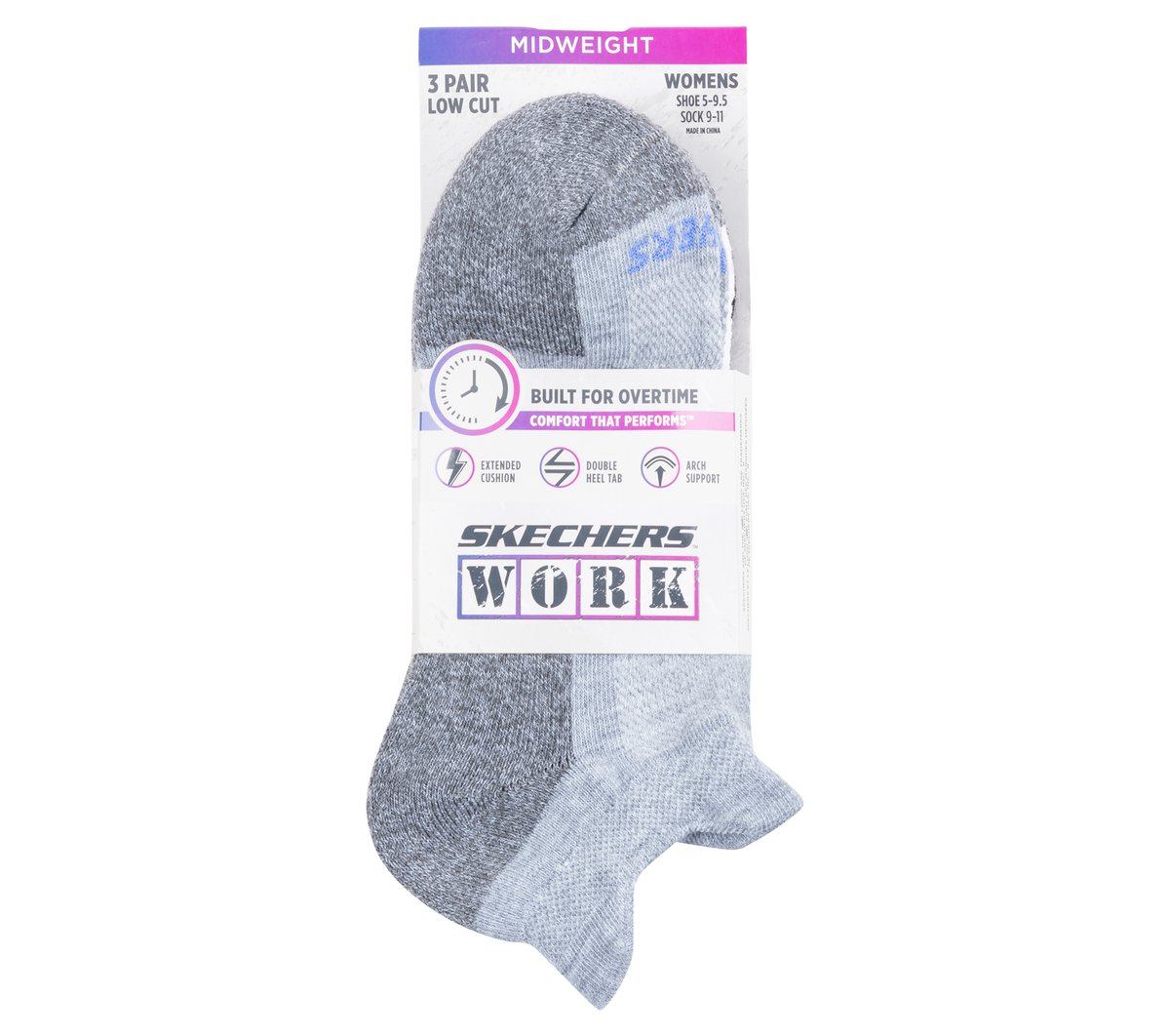 Women Skechers Work: Lowcut Heel Tab Socks - 3 Pack