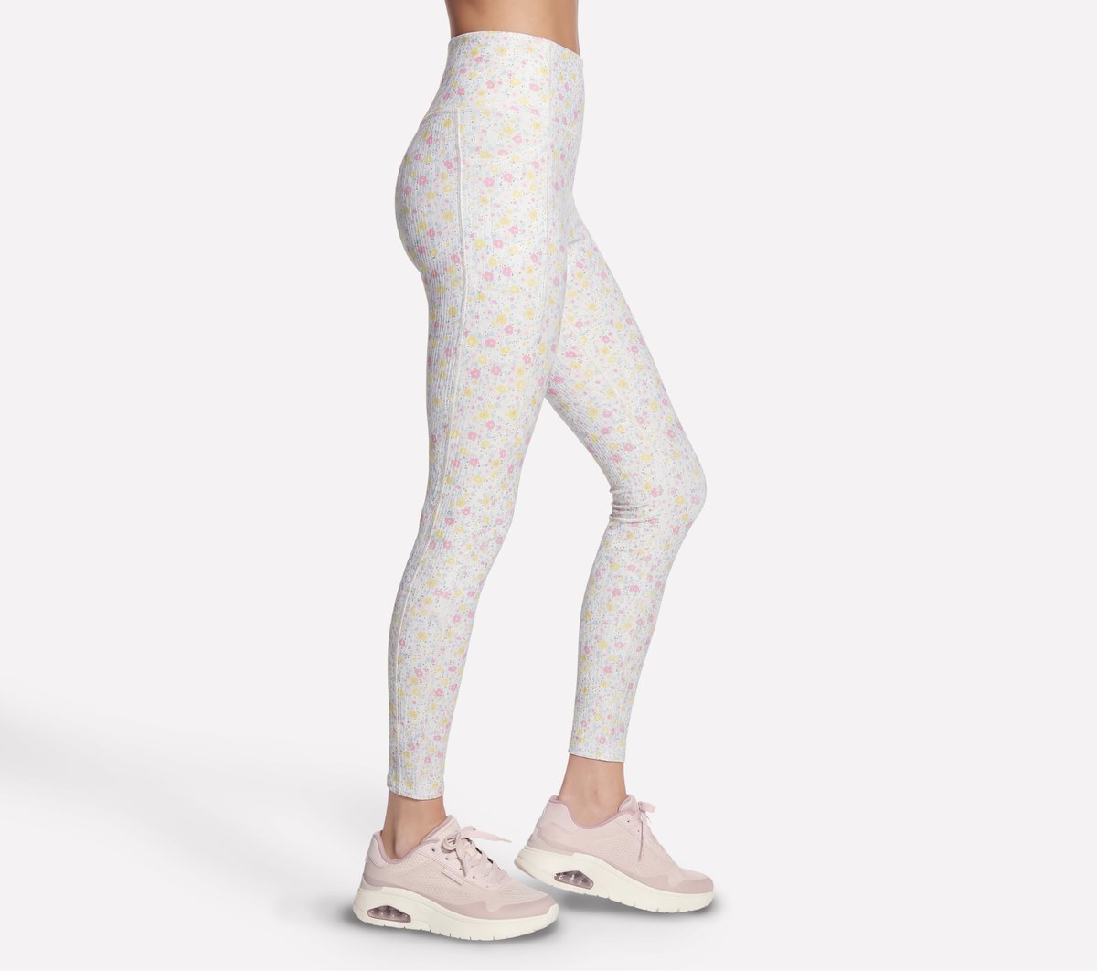 Women Skechers GO WALK Rib Floral Full Length High-Waisted Legging