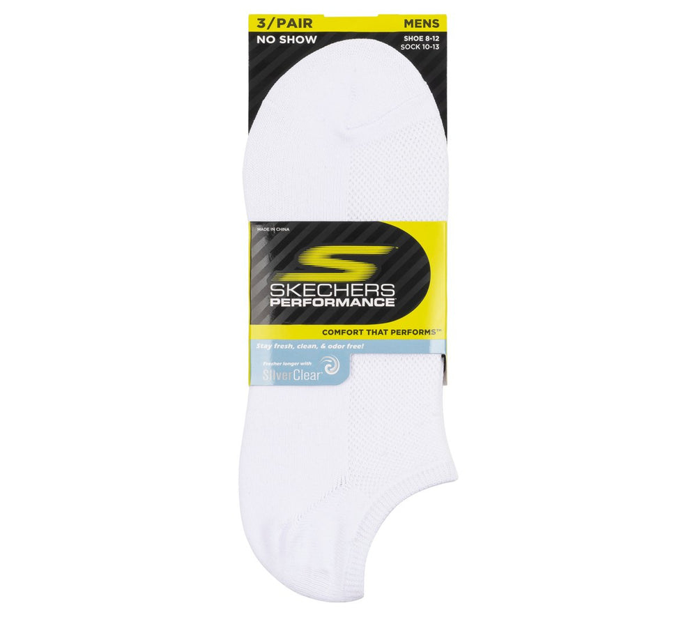 Men Skechers 3 Pack No Show Stretch Socks
