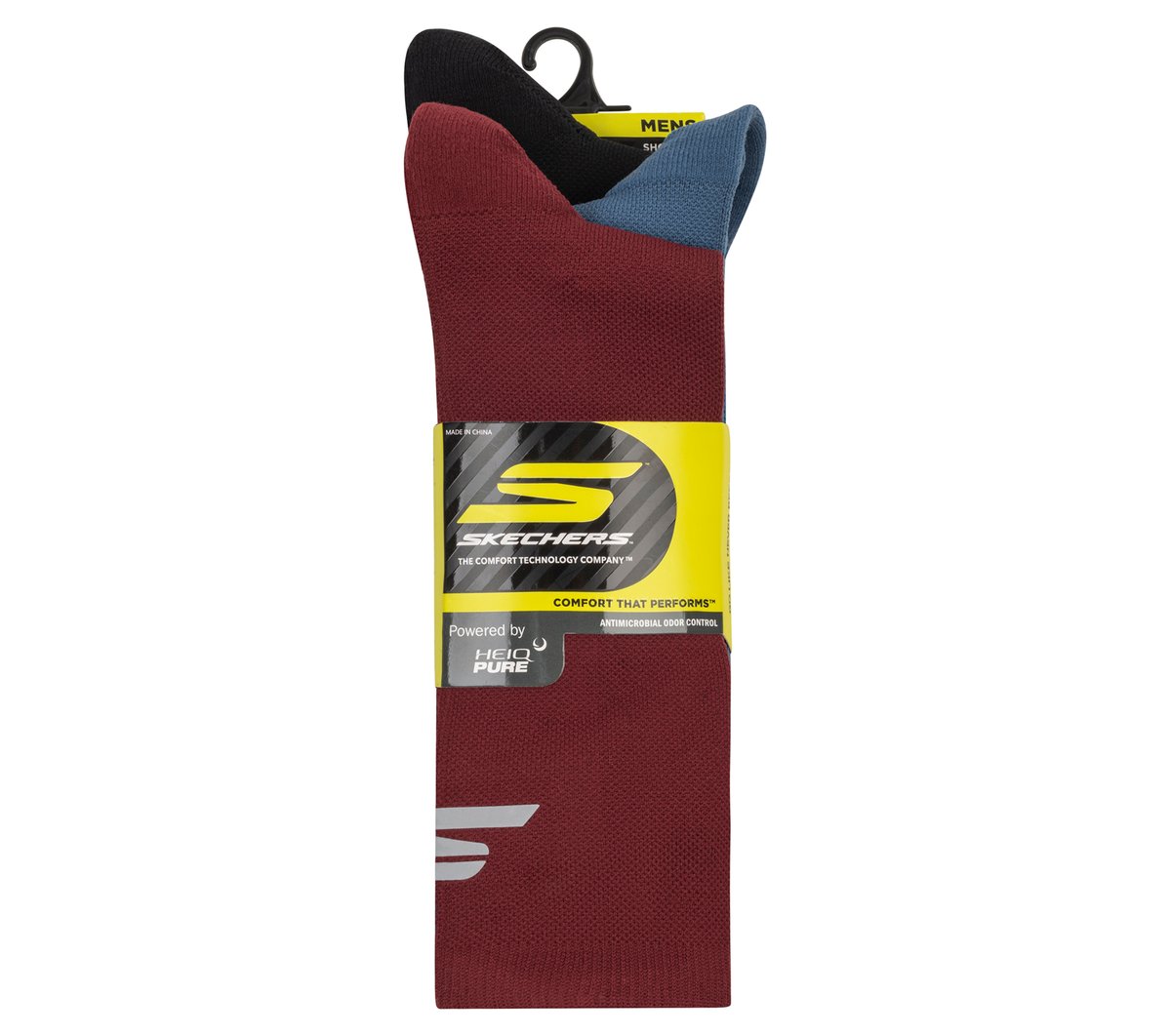 Men Skechers 3 Pack Men's Reflective Performance Half Terry Crew Socks