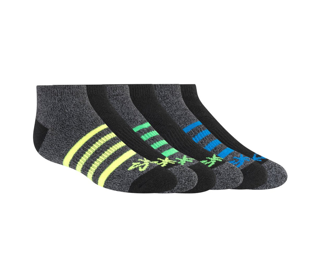 Kids Skechers 6 Pack Low Cut Marled Stripe Socks